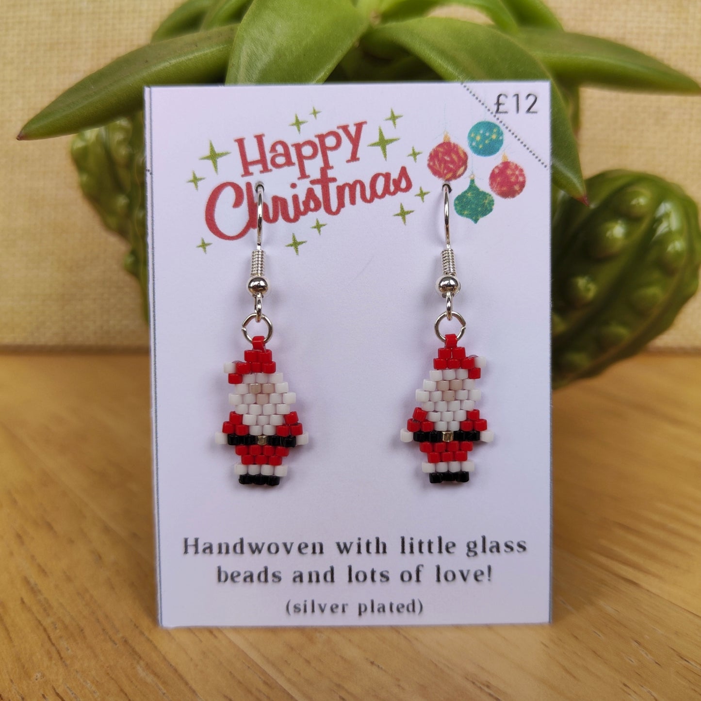 Beaded Dangle Earrings - Christmas