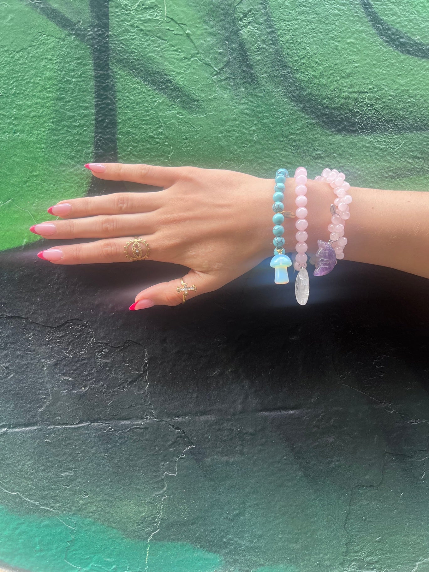 Green Aventurine Mushroom Bracelet – Luck, Growth & Forest Magic