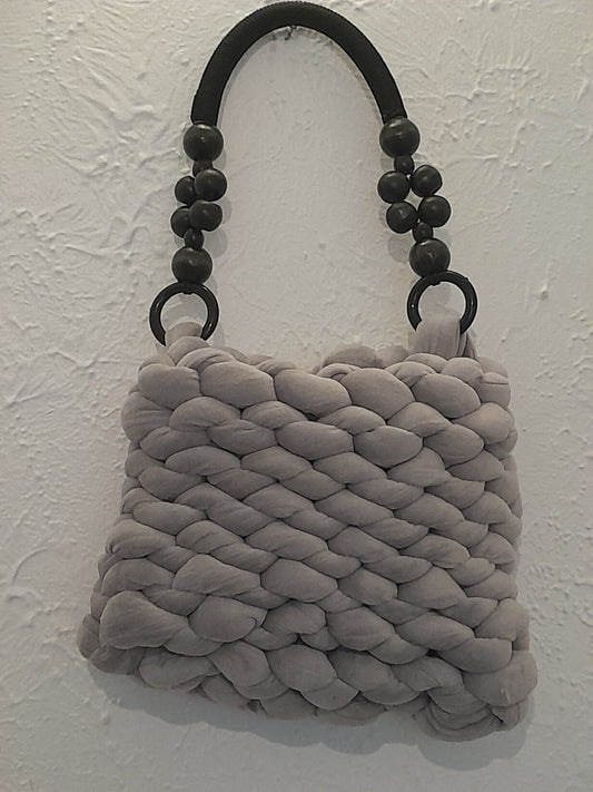 Handmade bag - Grey Beaded