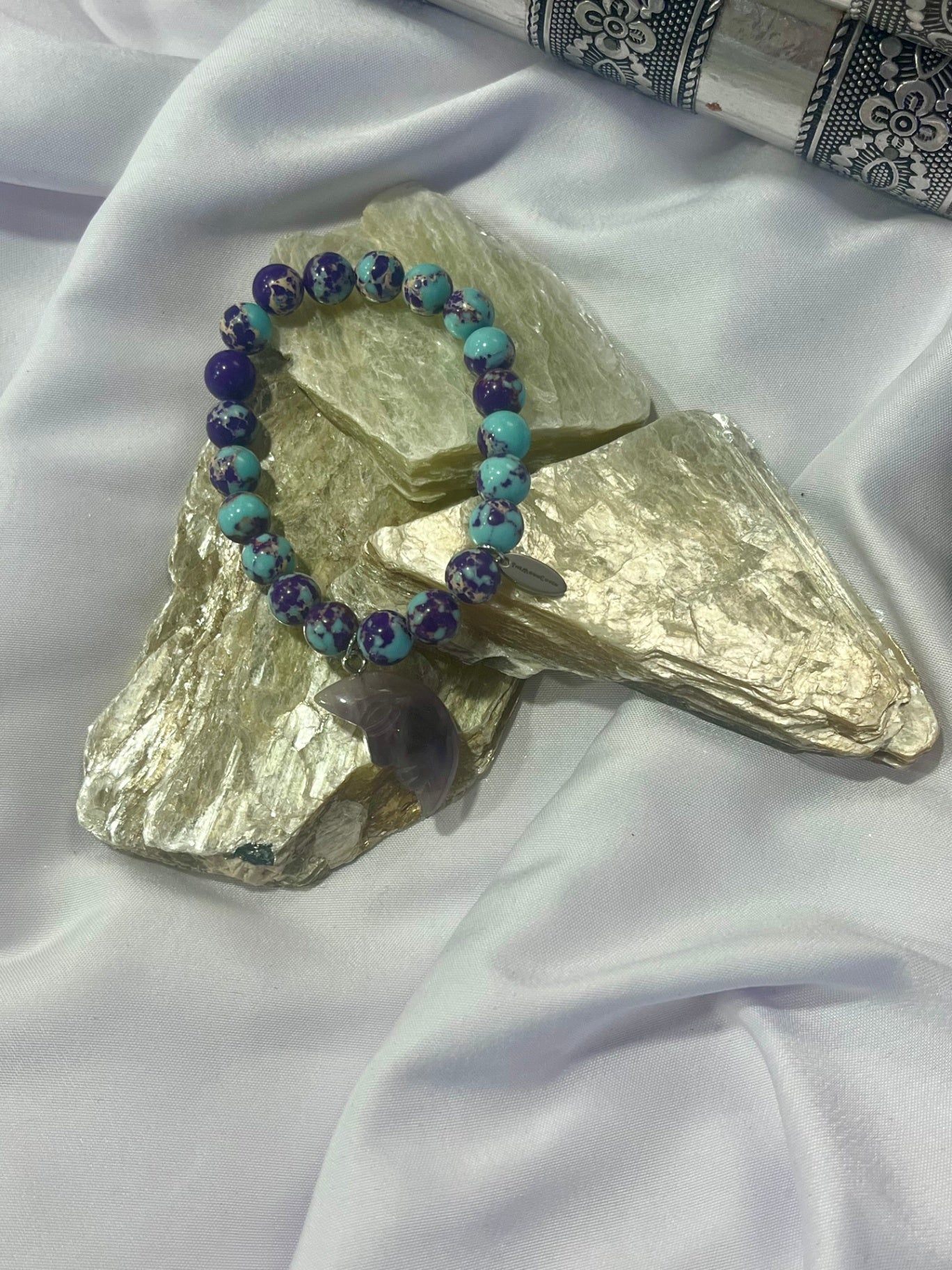 Cosmic Balance Bracelet – Turquoise & Amethyst Moon | Intuition, Healing & Transformation
