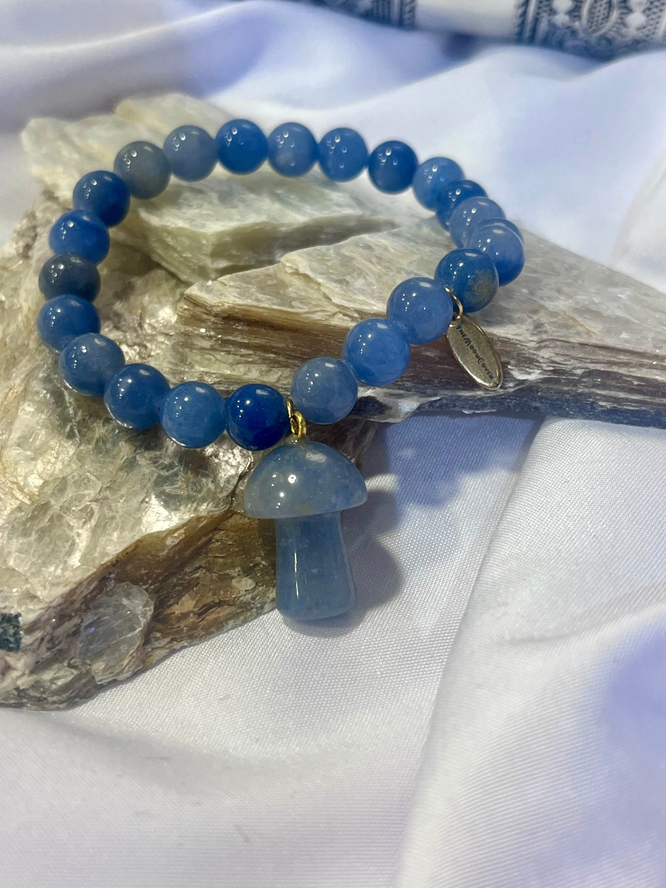 Blue Aventurine Mushroom Bracelet – Calm Focus & Flow
