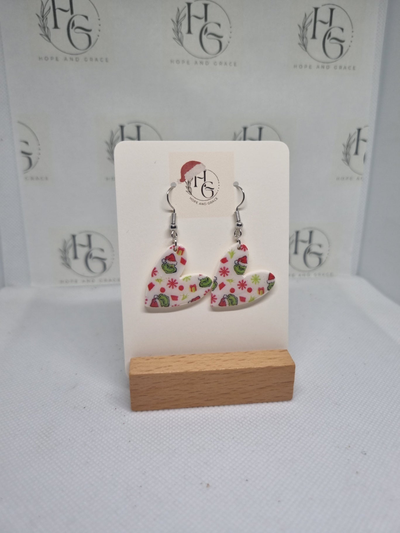 Grinch heart earrings