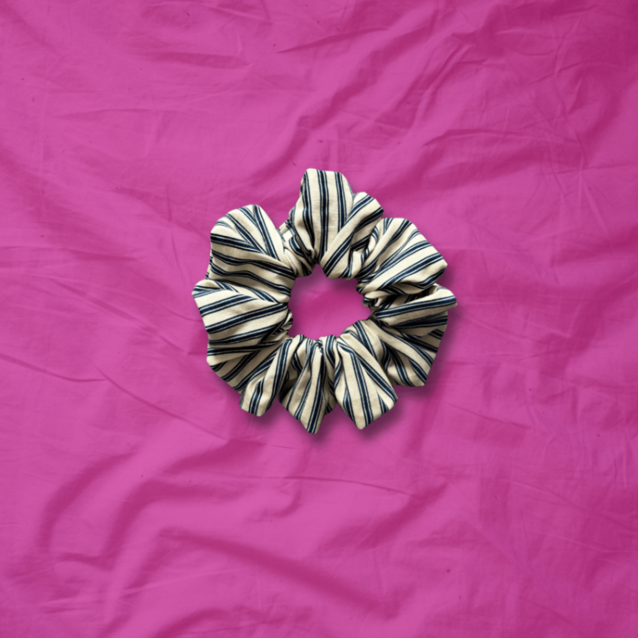 Mini Navy Stripe Scrunchie