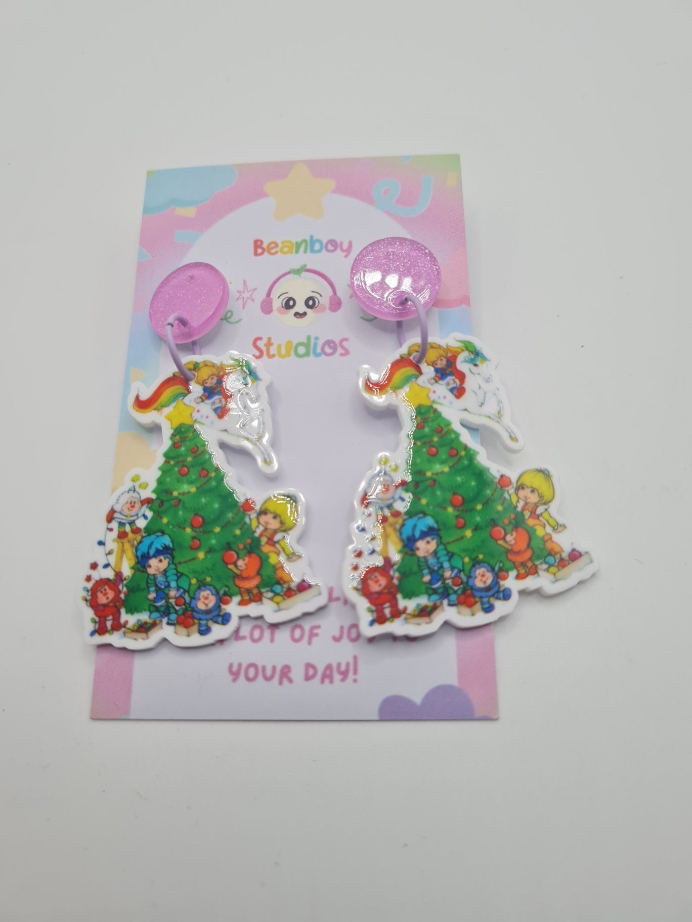 christmas tree rainbow earrings