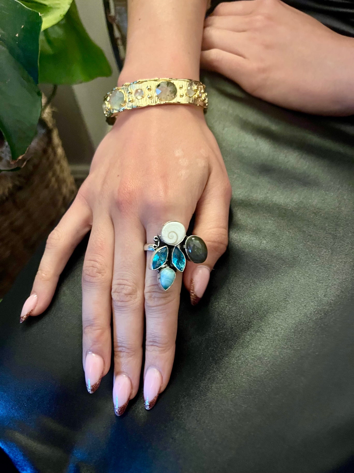 Temple Cuff Bracelet – Moonstone & Molten Gold