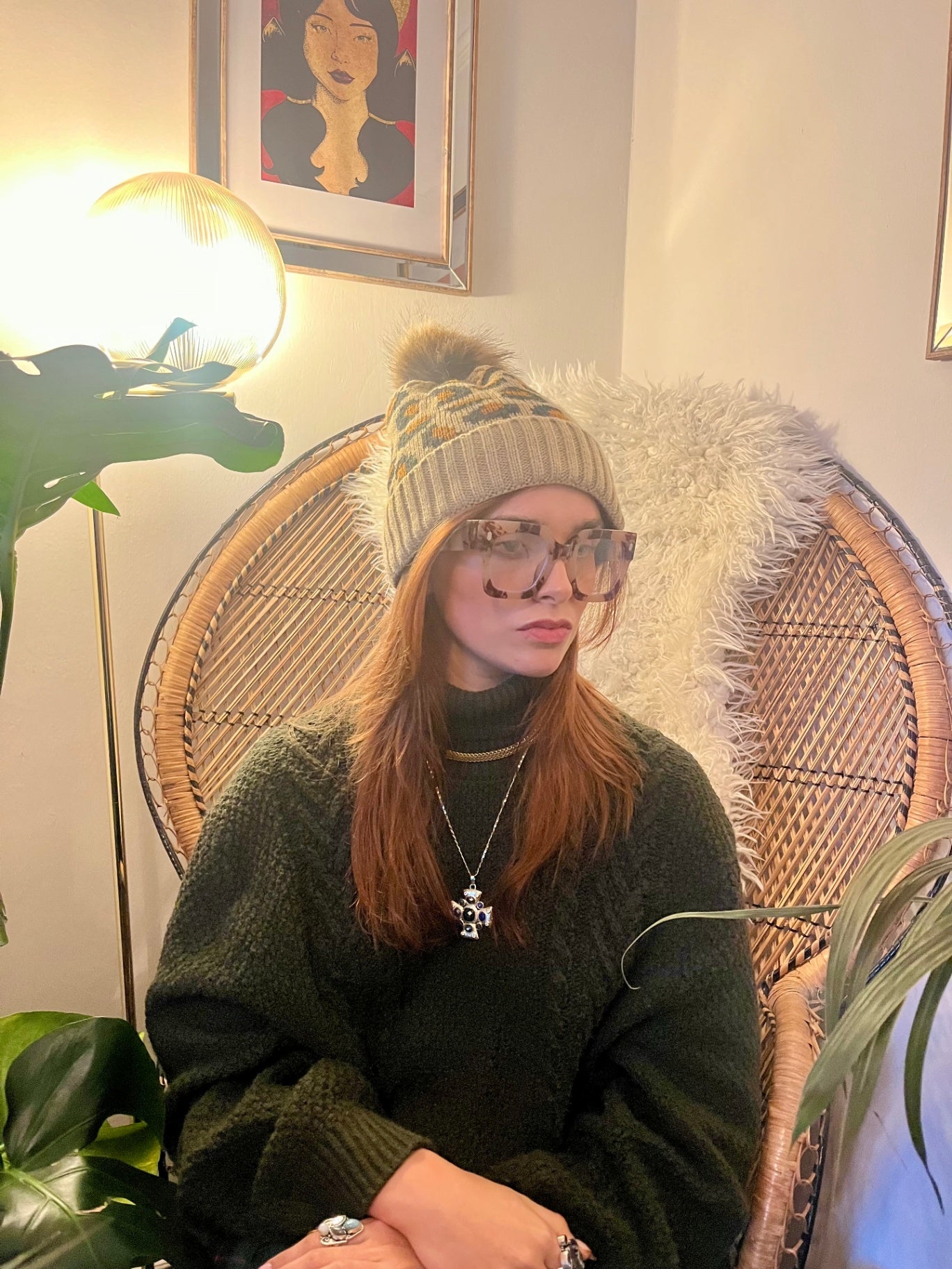 LEOPRADPRINT WOOL POM HAT