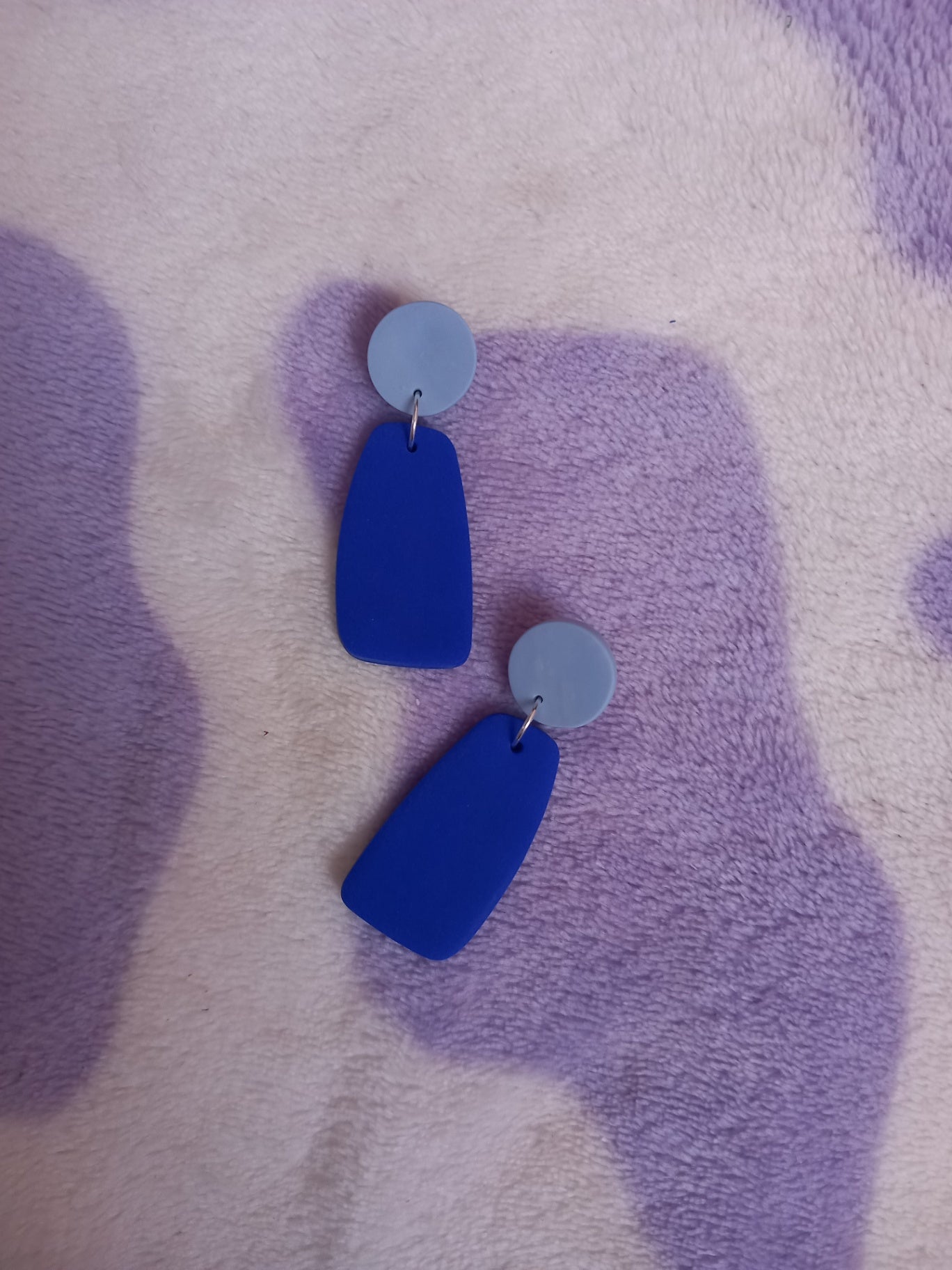 Polymer clay two tone earrings blue