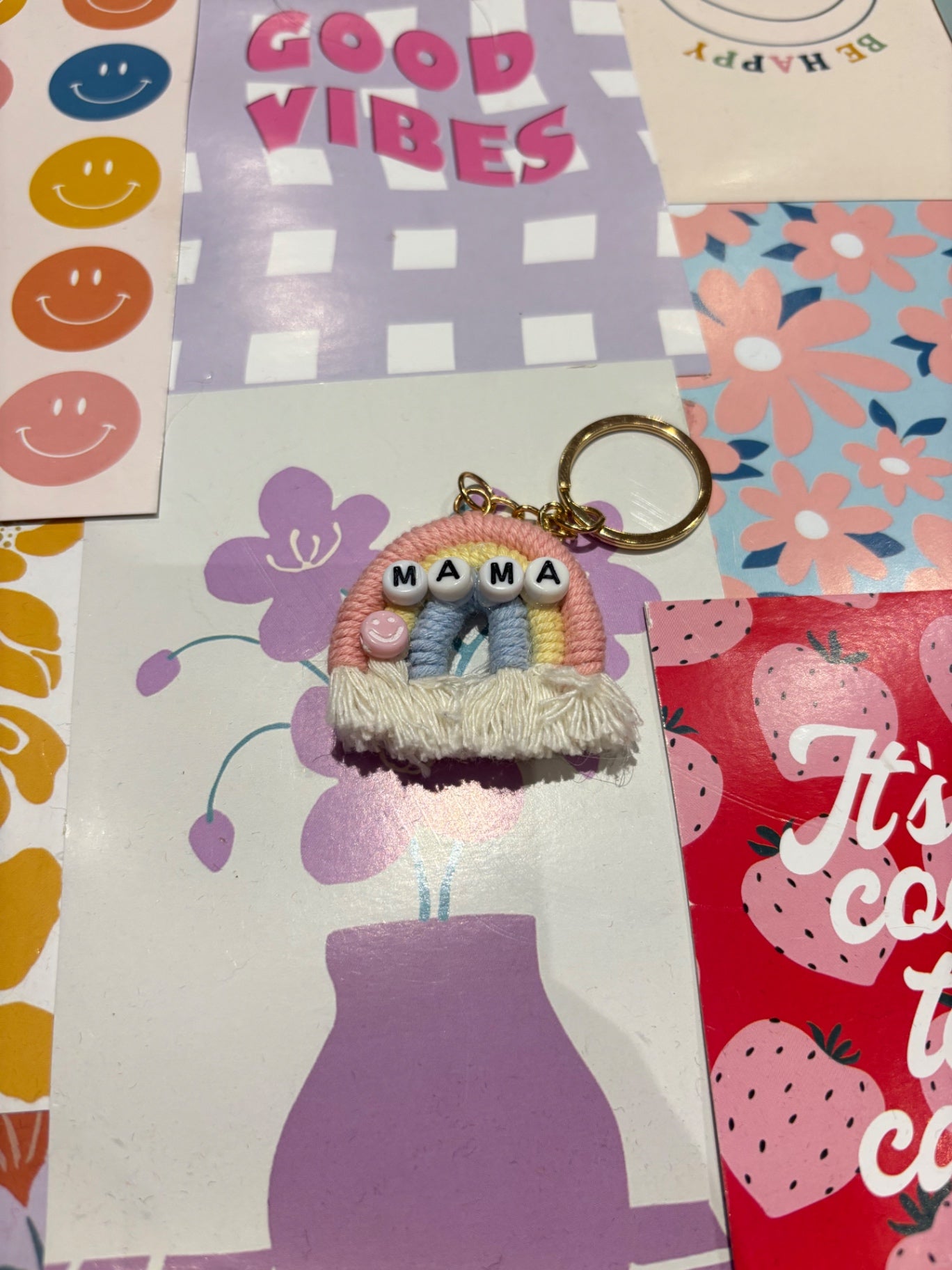 Pink/blue Mama Rainbow Keyring