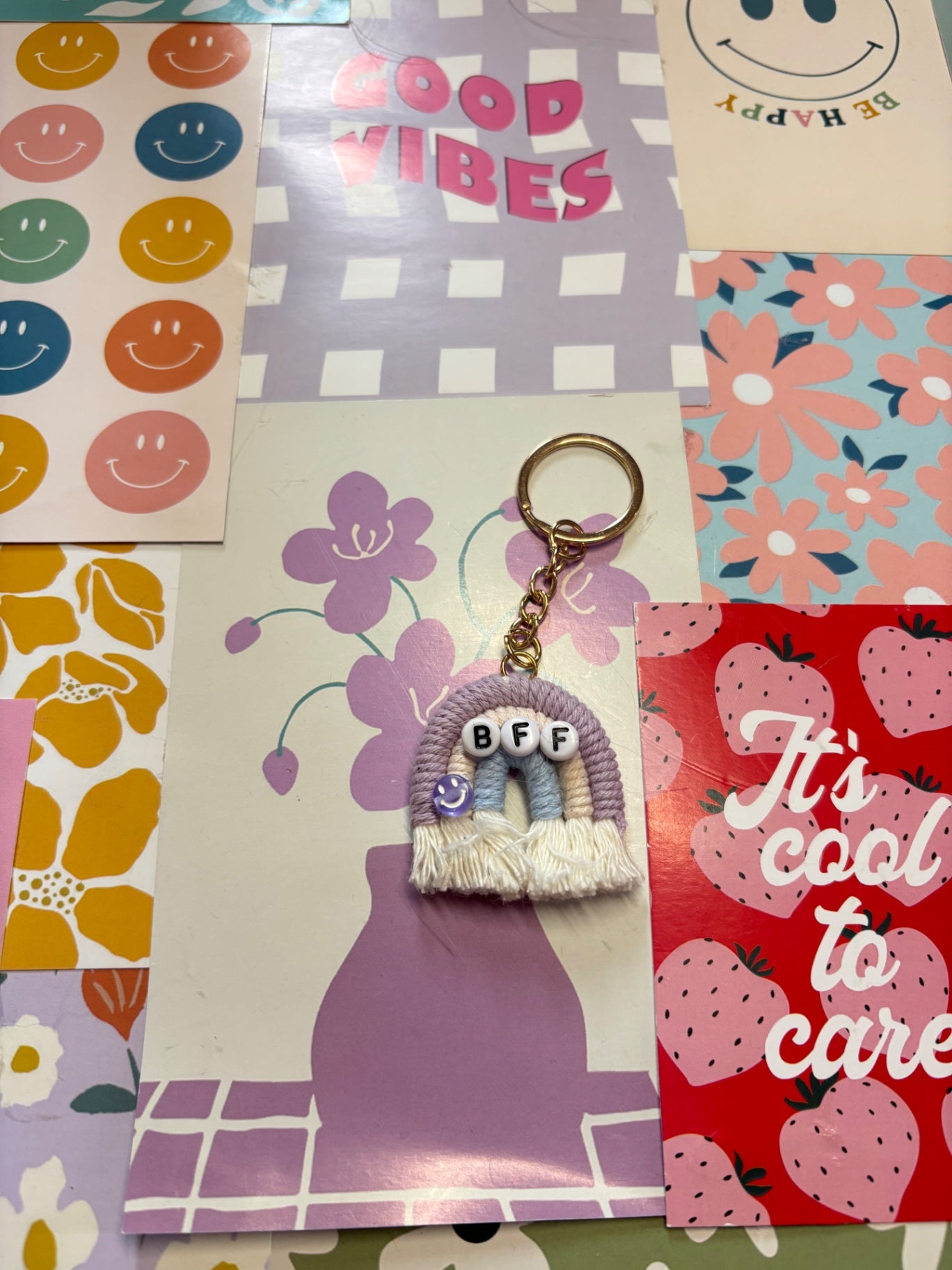 Purple/blue BFF Rainbow keyring