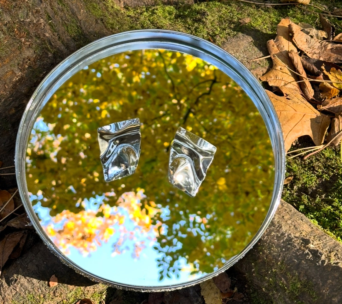 Mirror earrings silver