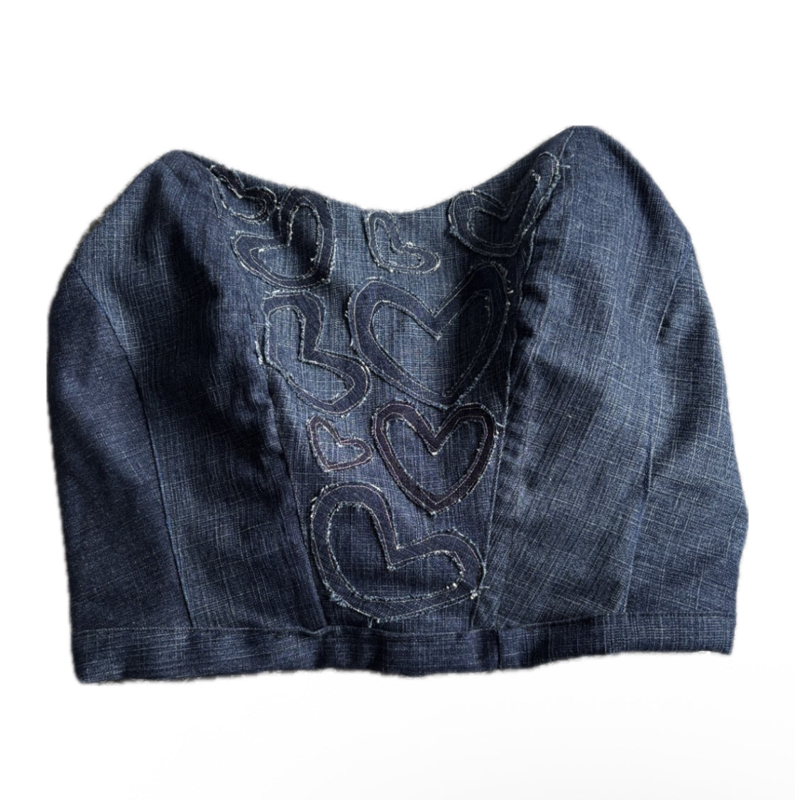 Denim corset with love hearts