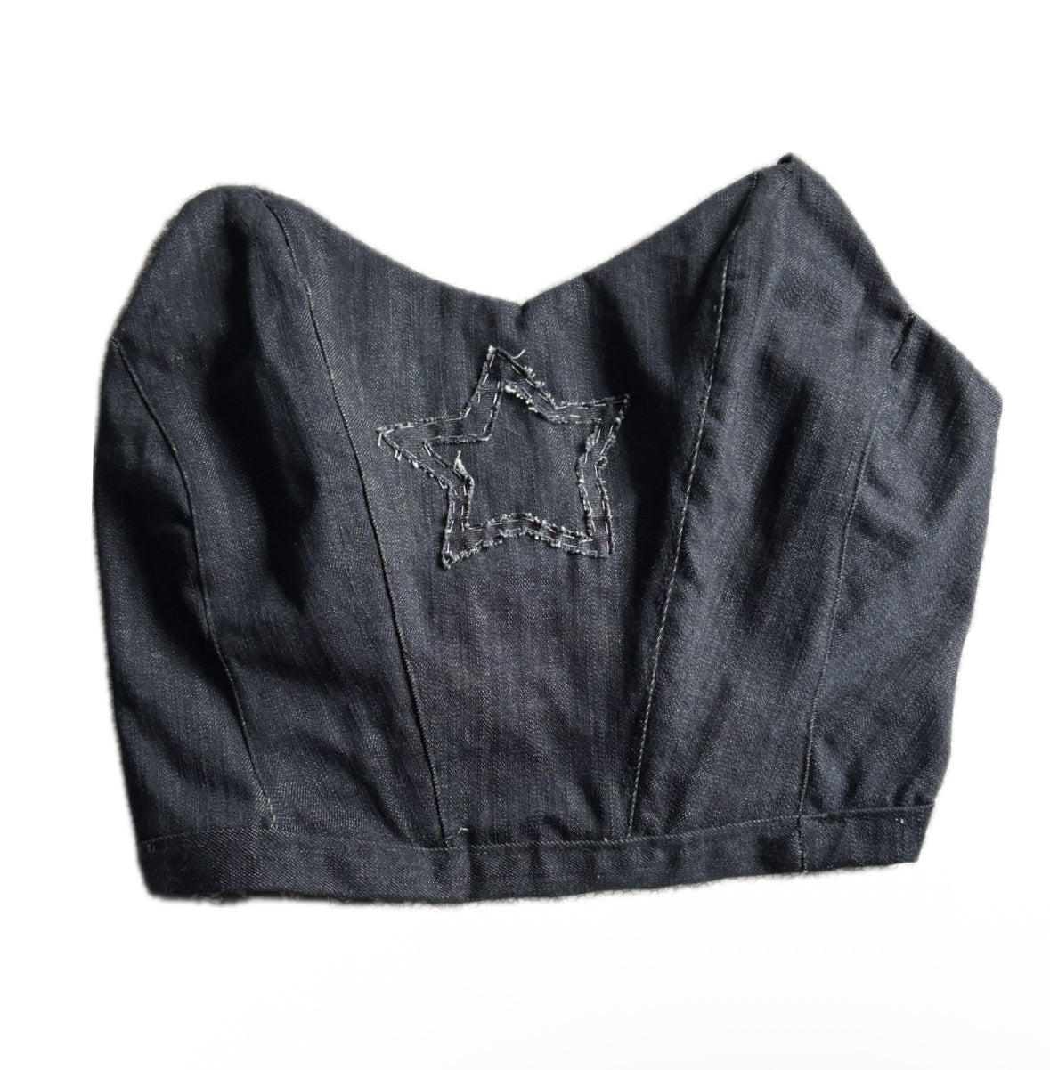 Denim corset with star details