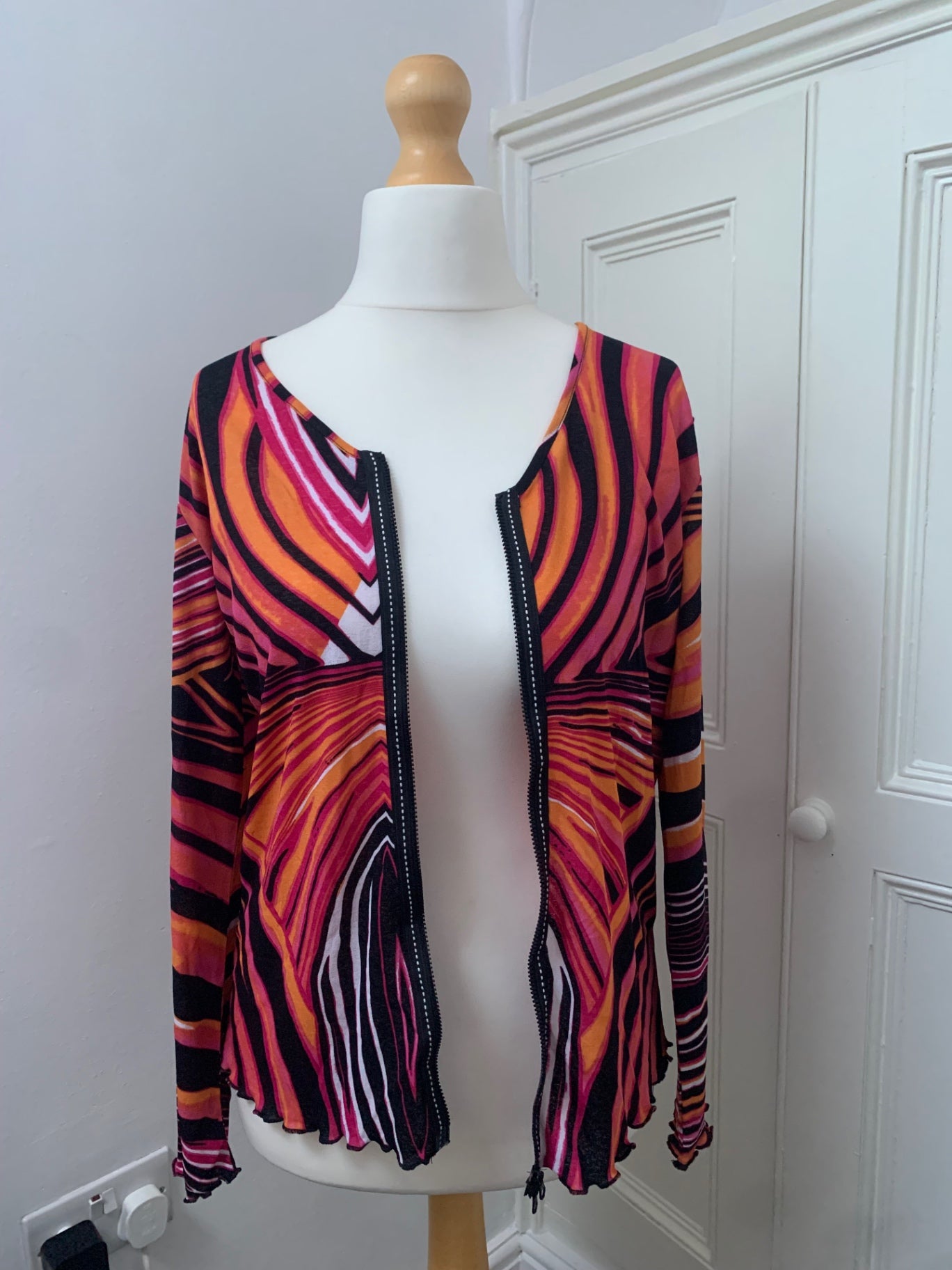 geometric double zip top