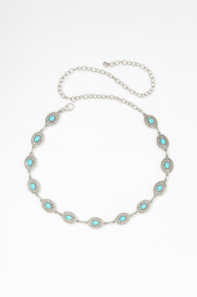 Silver Blue Chain Belt