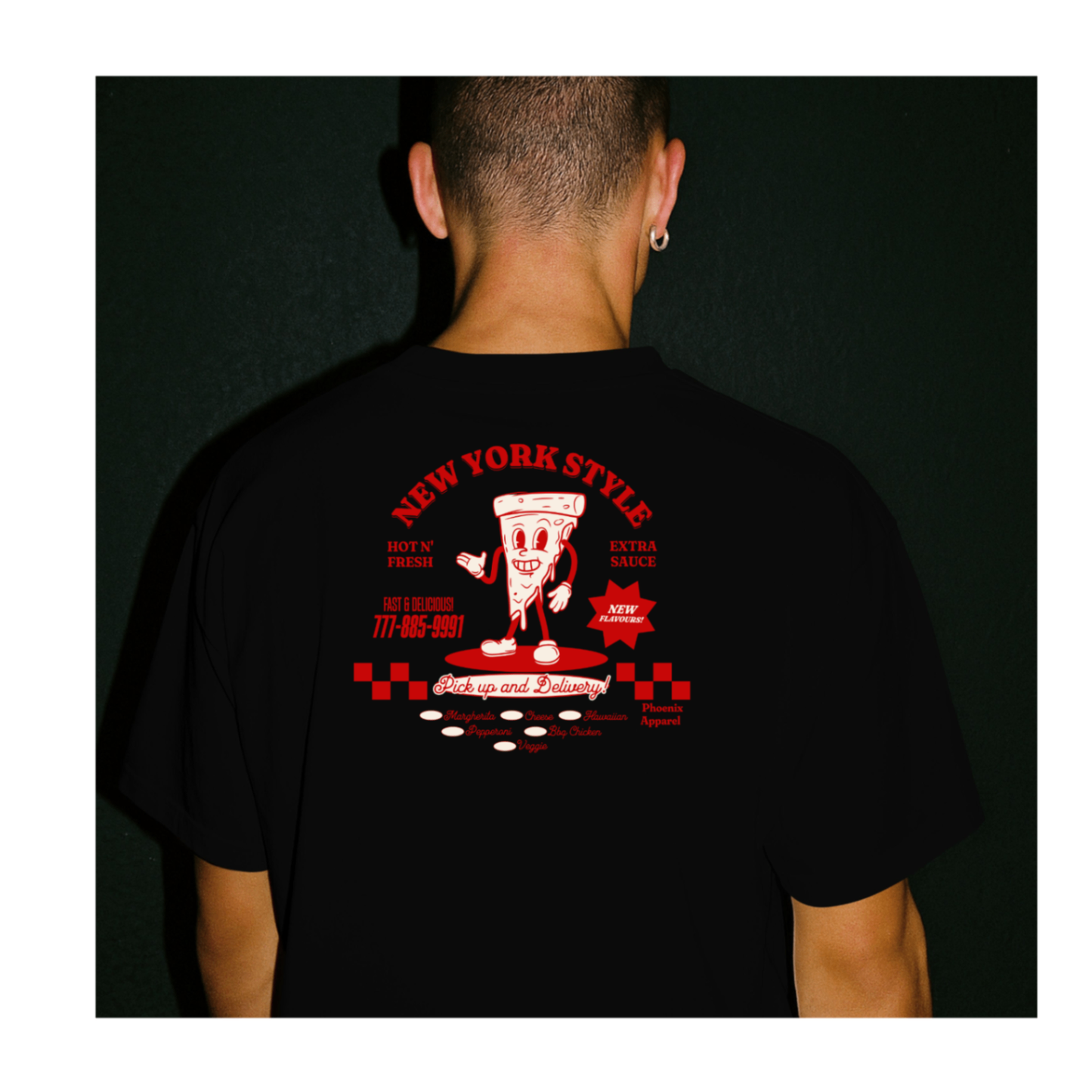 NYC slice black tee back logo only