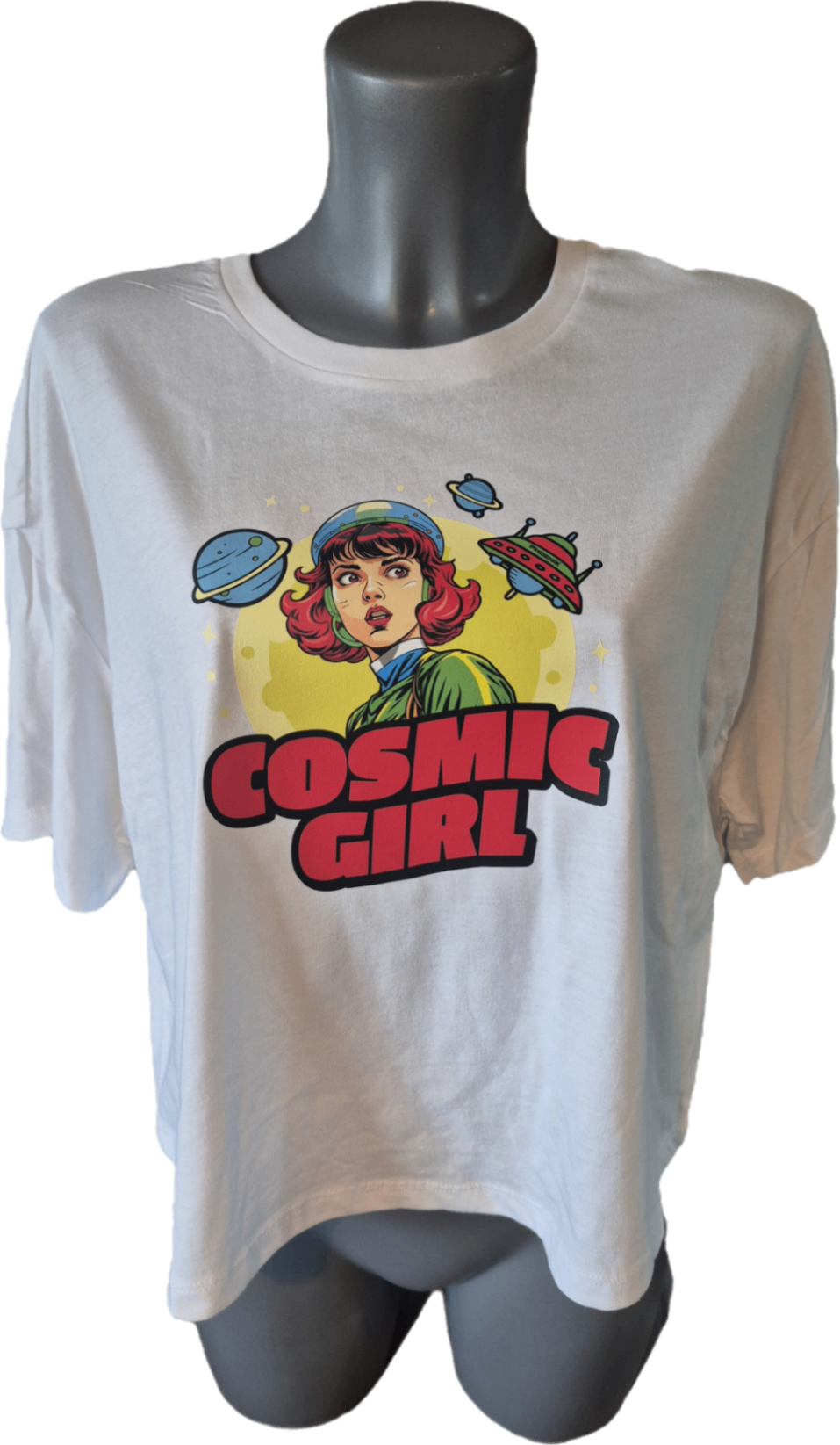 Cosmic girl crop. Vintage White
