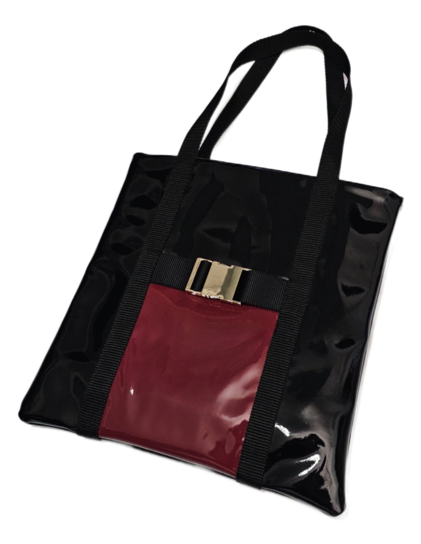 CC BLACK BURGUNDY GLOSS TOTE