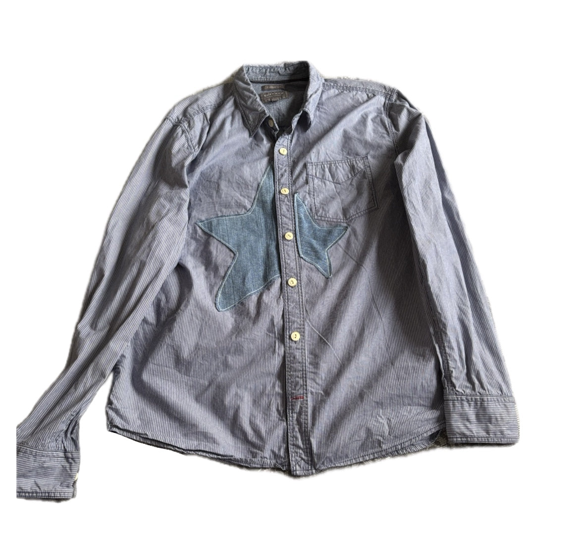 Upcycled large men’s shirt- split star