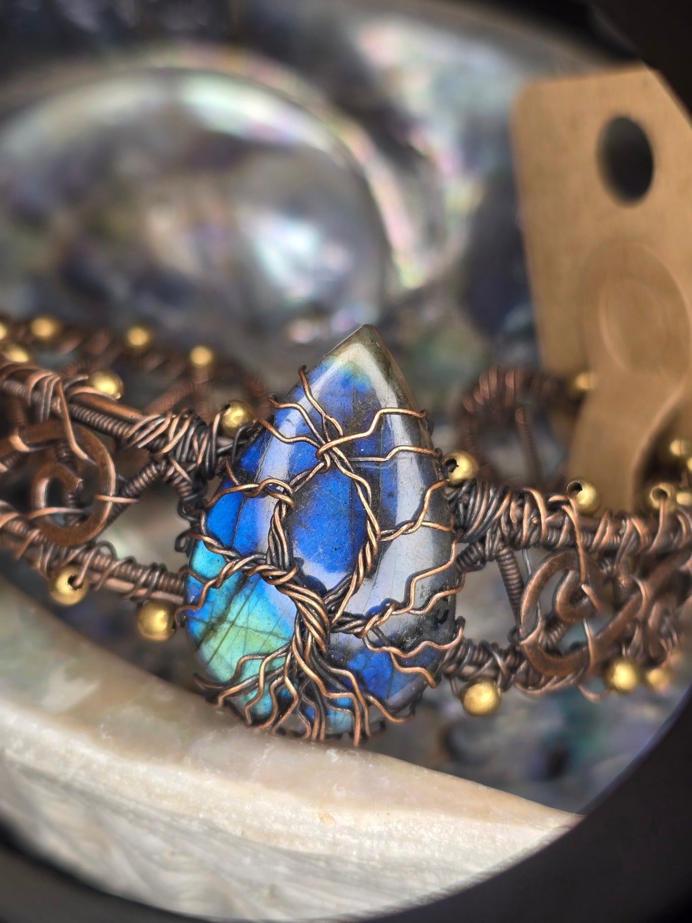 Labradorite wire wrapped bangle