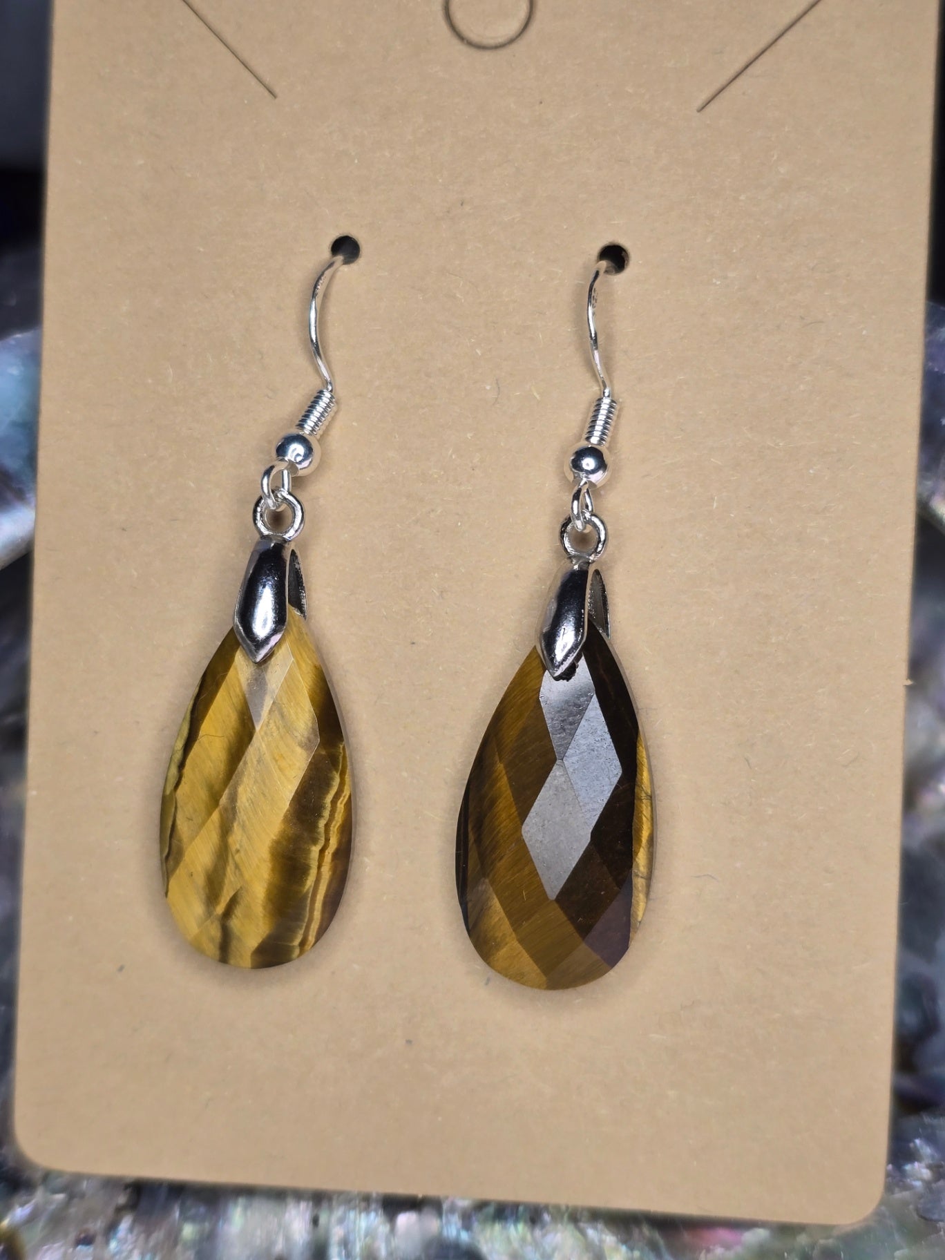 Tigers eye drop earrings