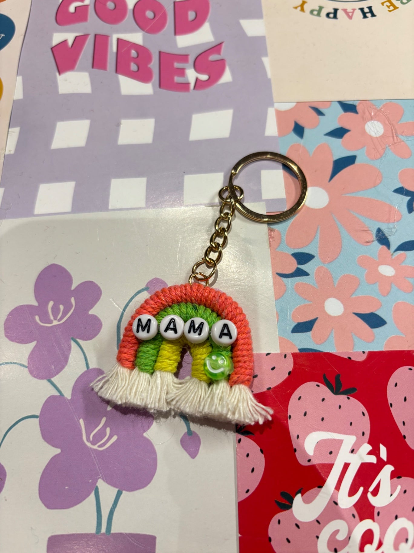 Orange/Green Mama Rainbow Keyring