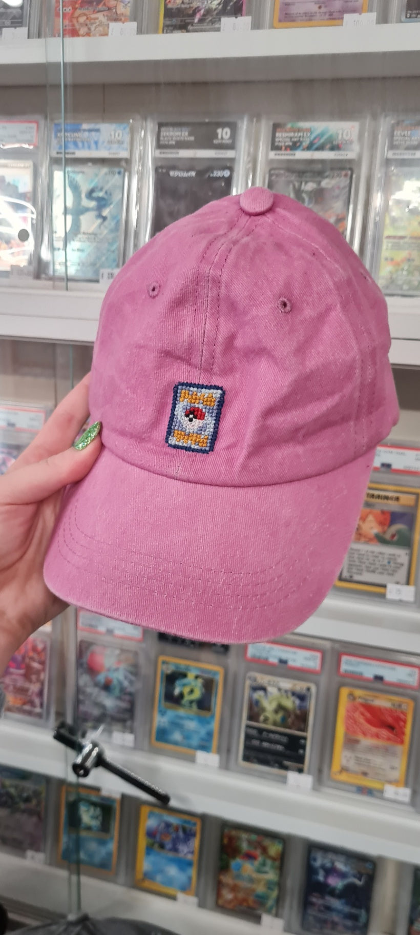 Pokemon TCG Card Cross Stitch Pink Cap
