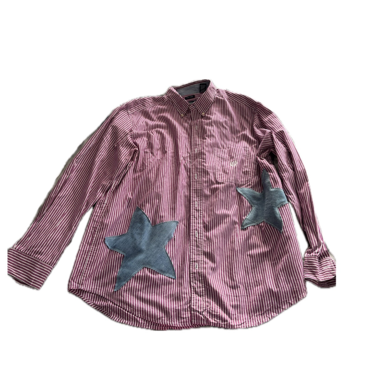 Upcycled pink striped shirt