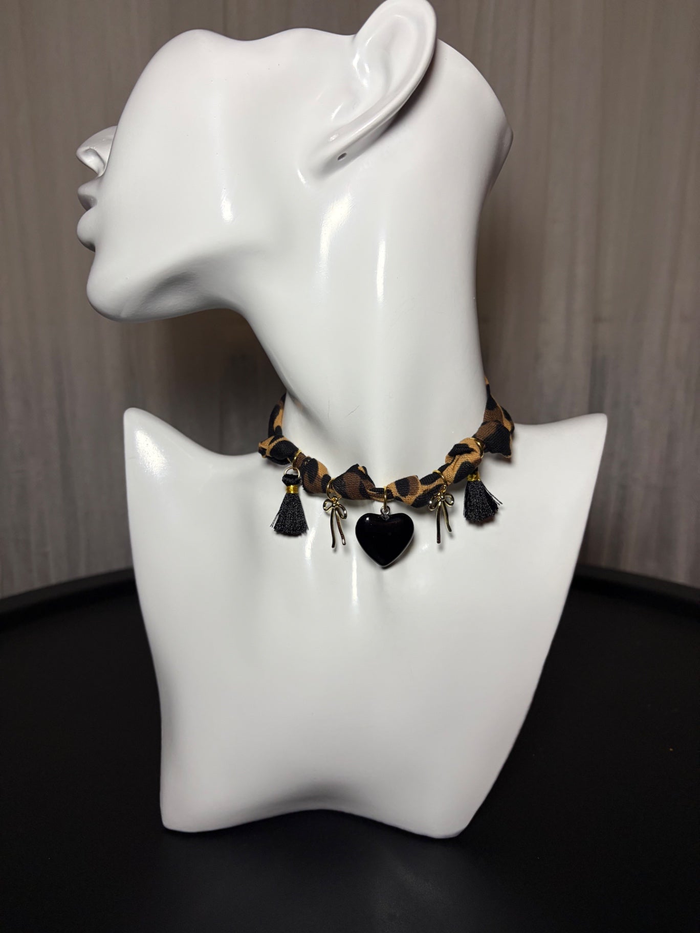 Leopard print charm necklace