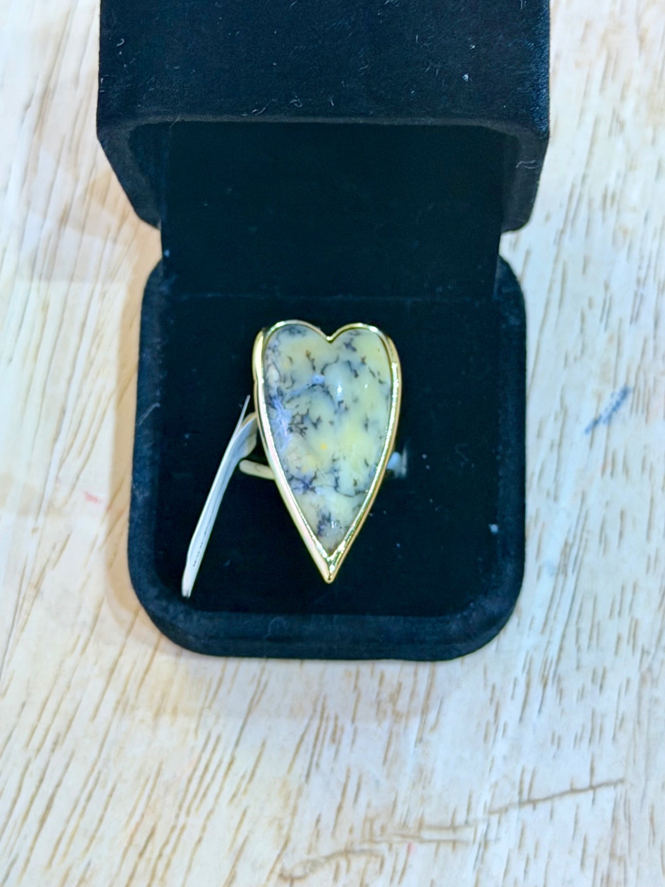 Large Heart Ring Dentric Agate