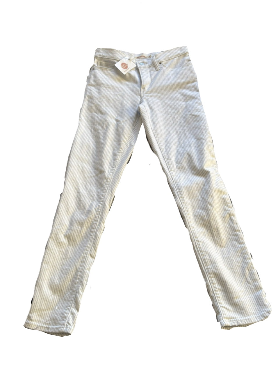 Upcycled White and Blue Striped Levi jeans