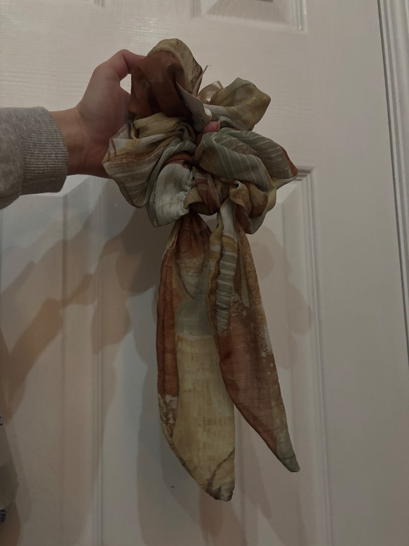 Green and brown scrunchie