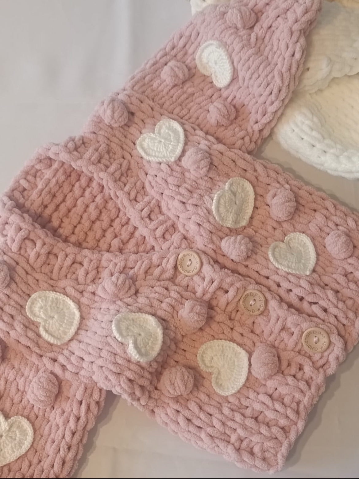 Pink and White Heart Cardigan