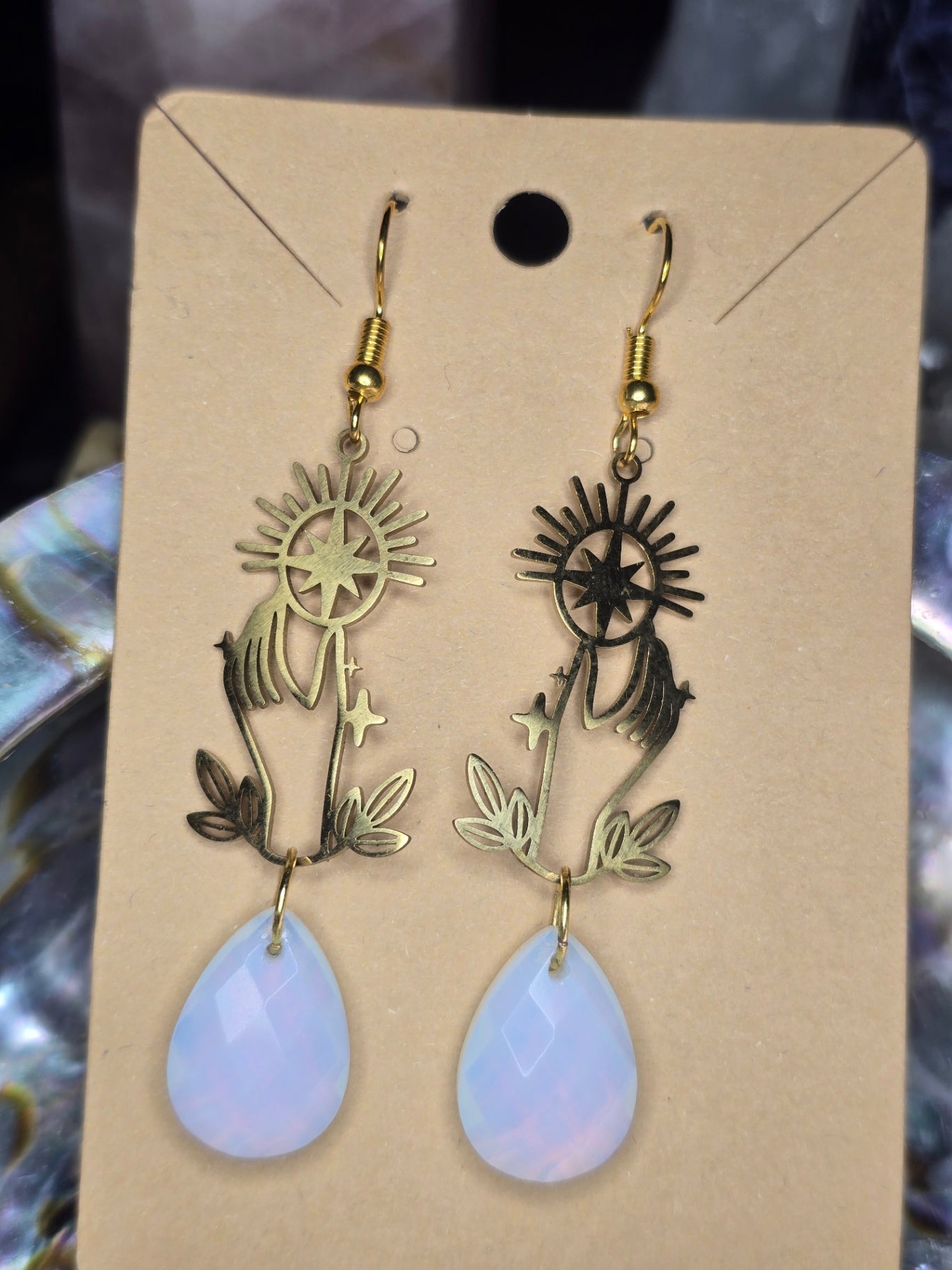 Mystical hand opalite earrings