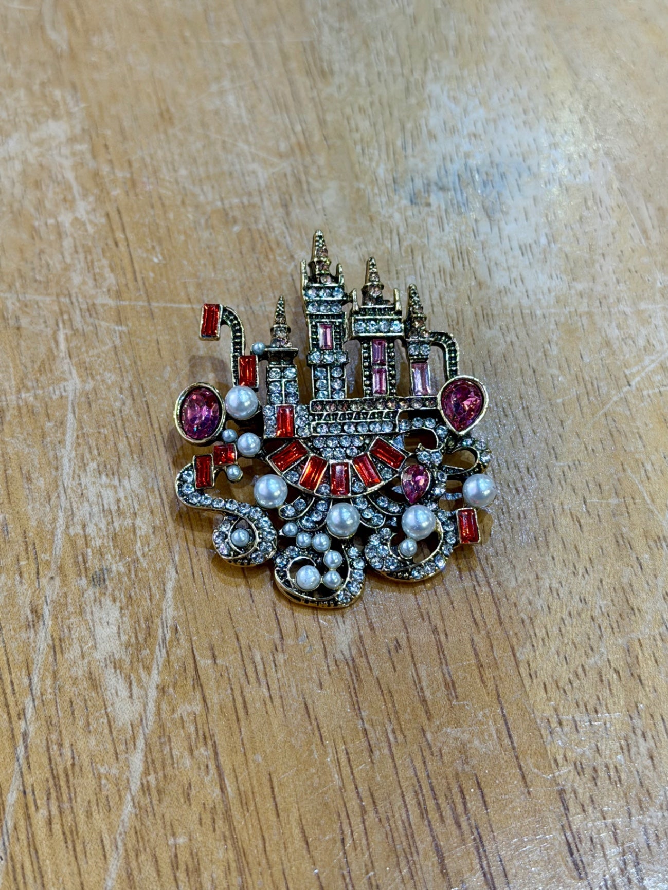 Crystal Castle Brooch Reds