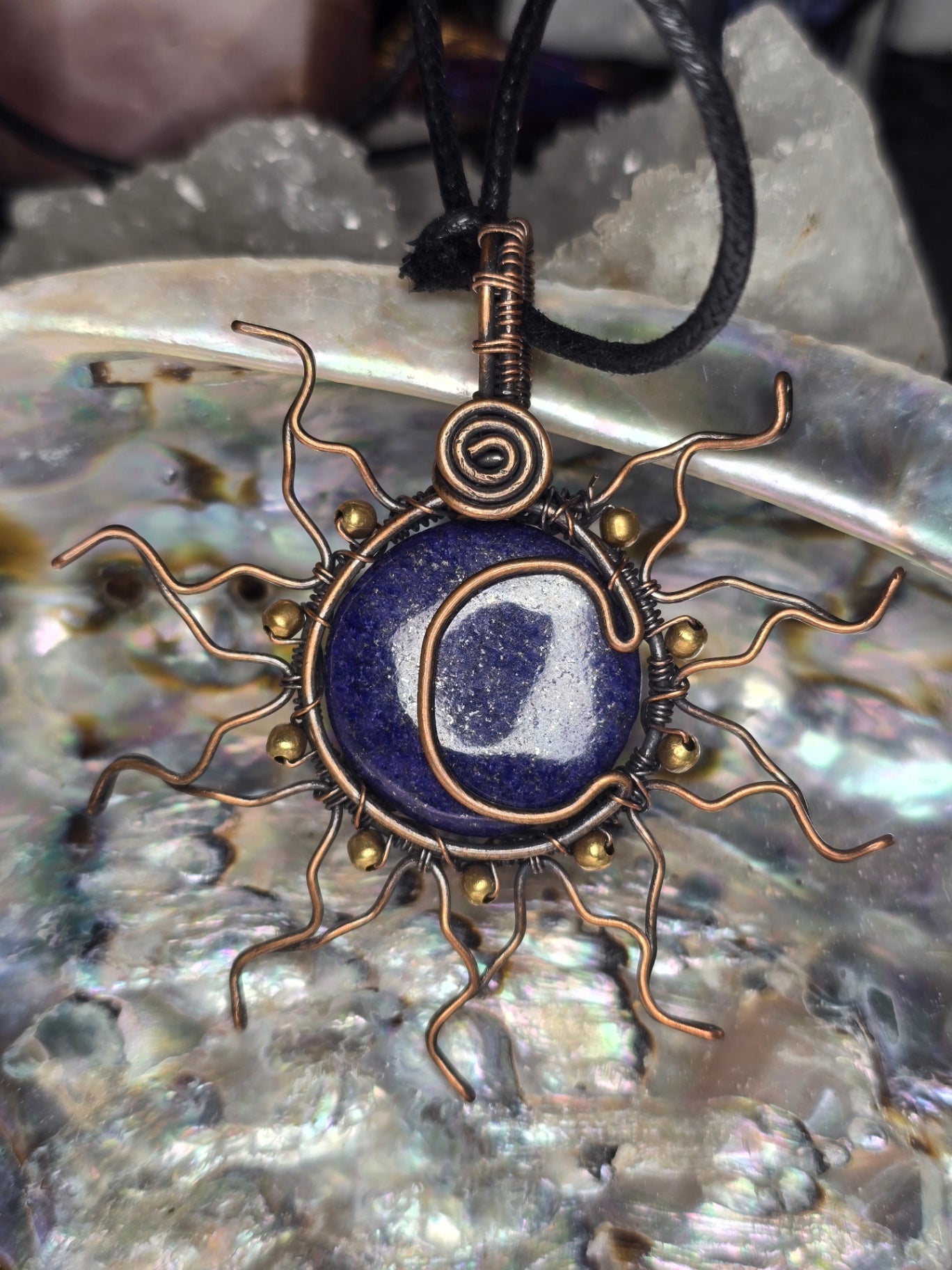Lapis lazuli moon/sun pendant