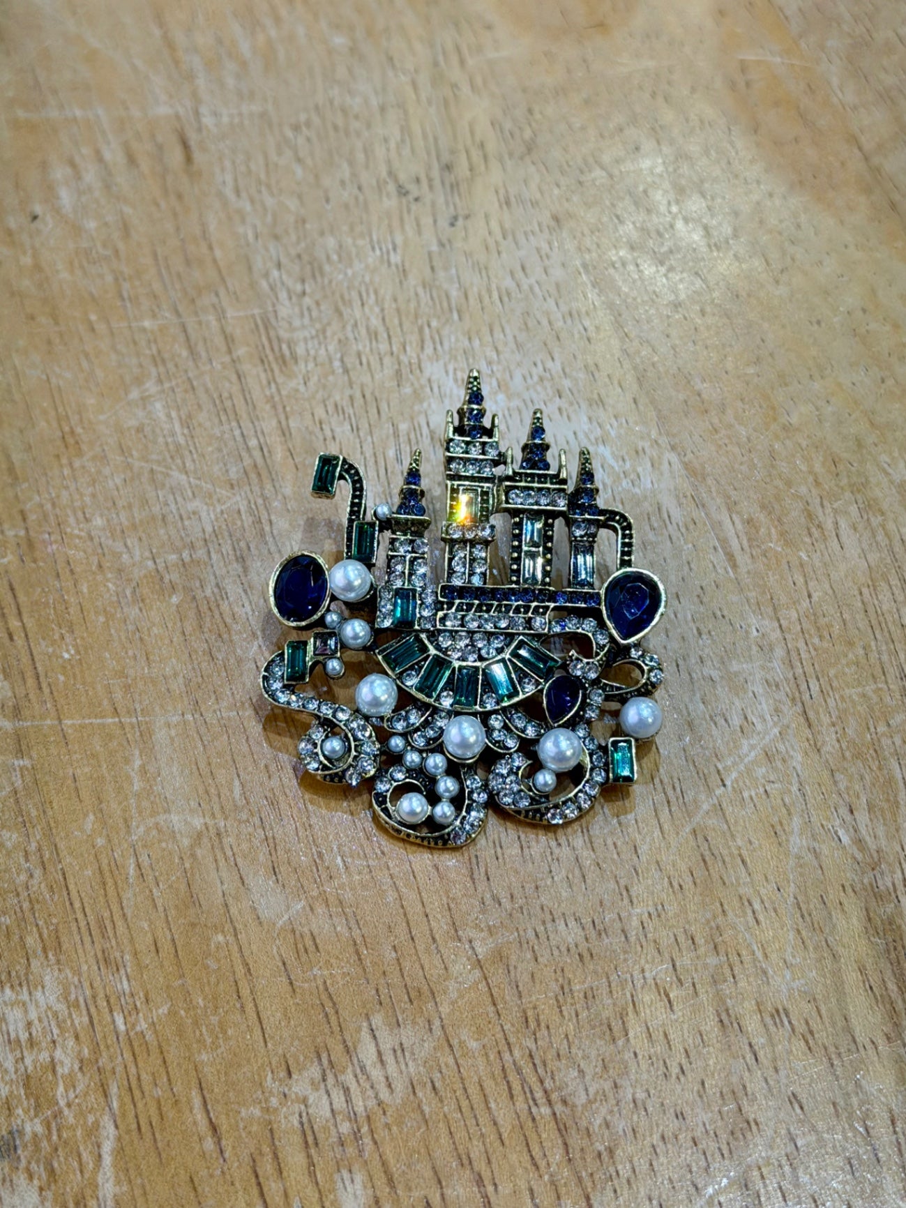 Crystal Castle Brooch Blues