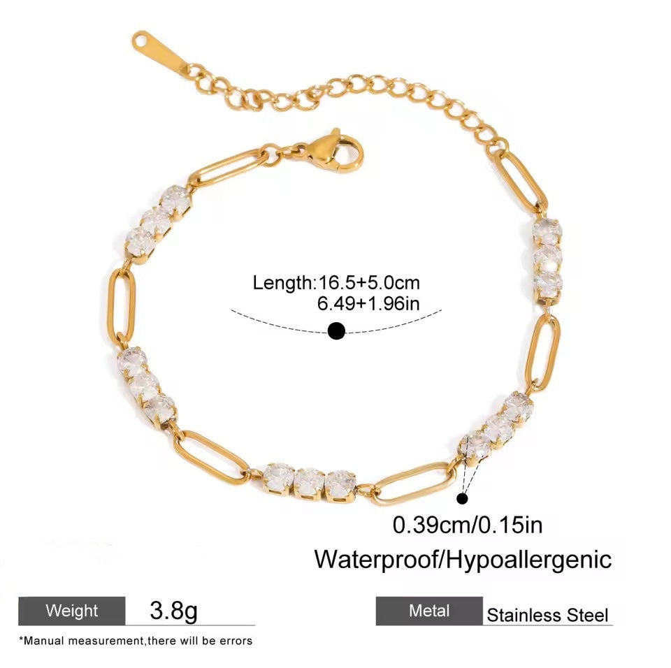 Solace Crystal Chain Bracelet – Gold