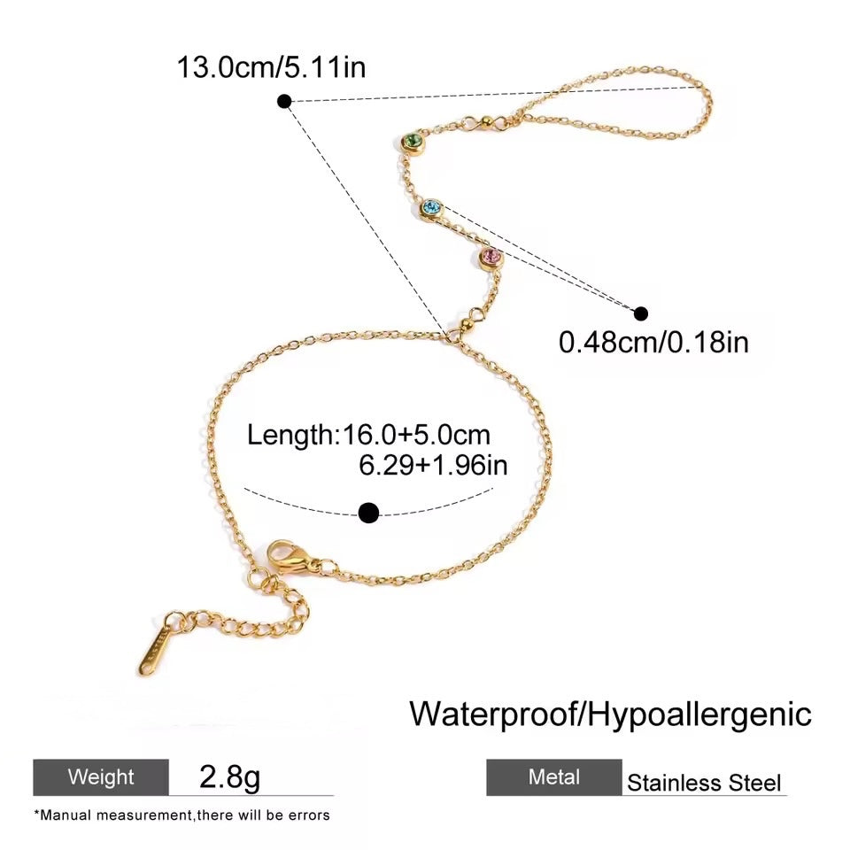 Celestial Dot Rainbow Hand Chain – Gold