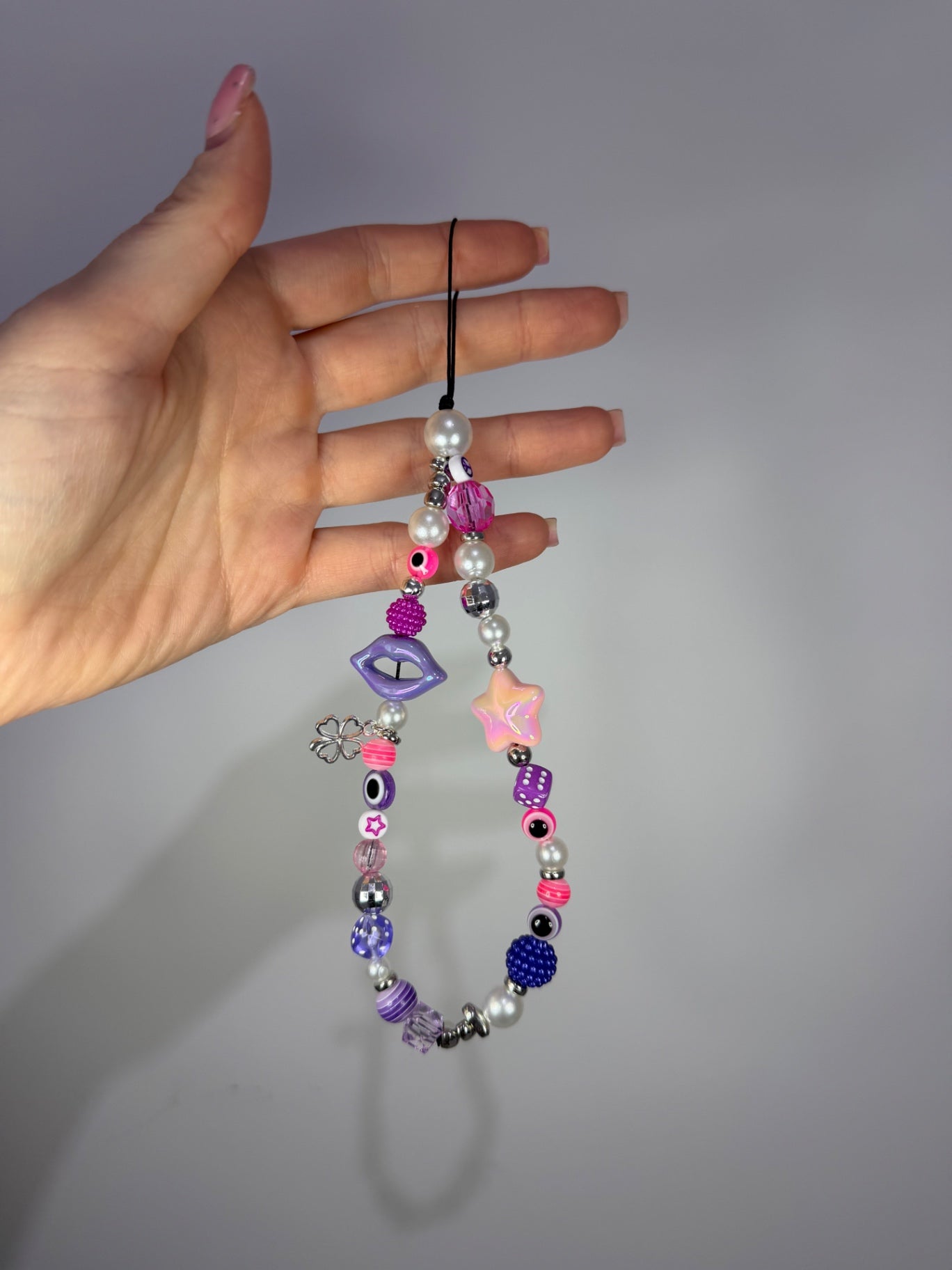Good luck phone charm - pink/purple/silver