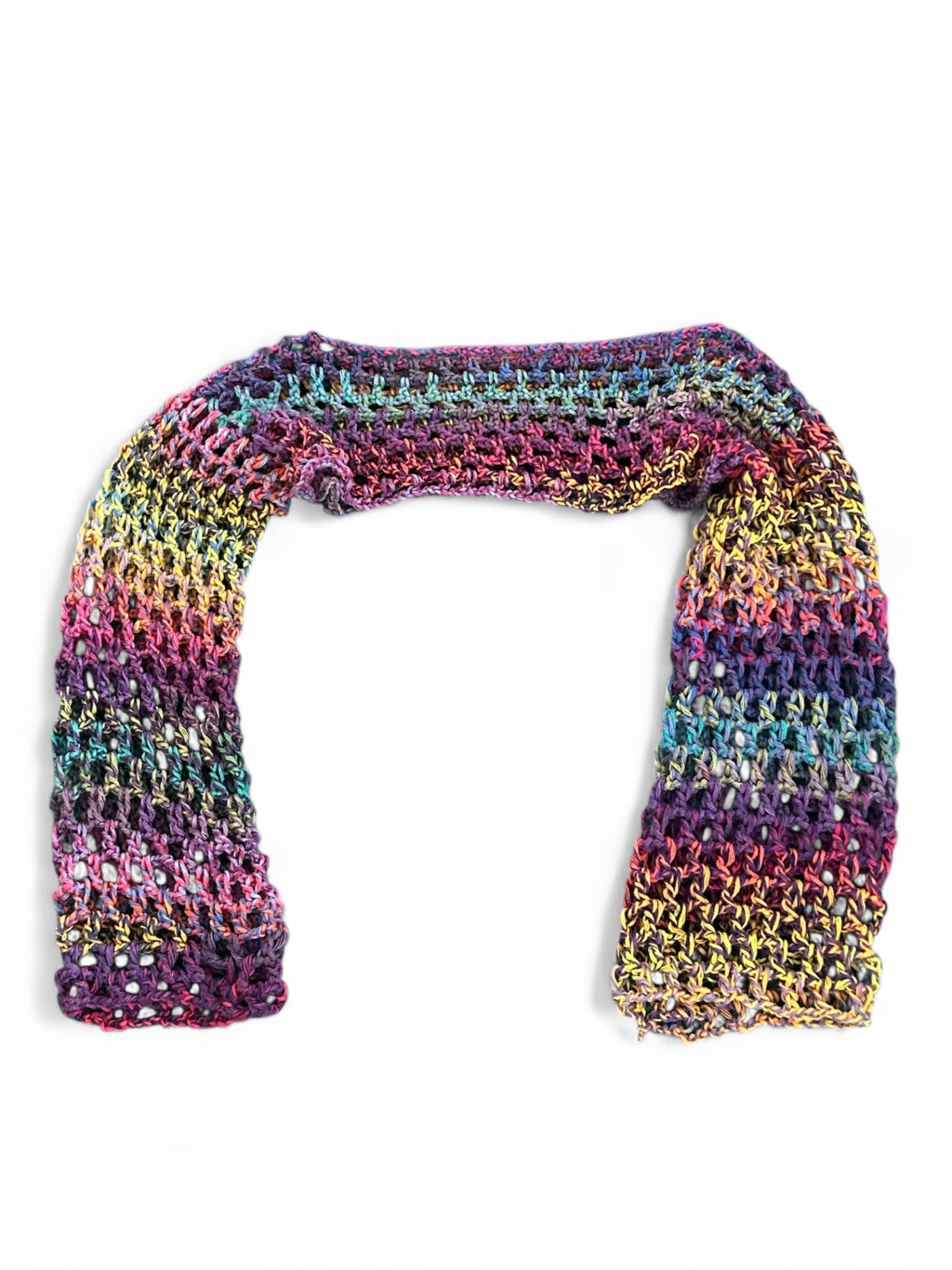 Multicoloured crochet shrug