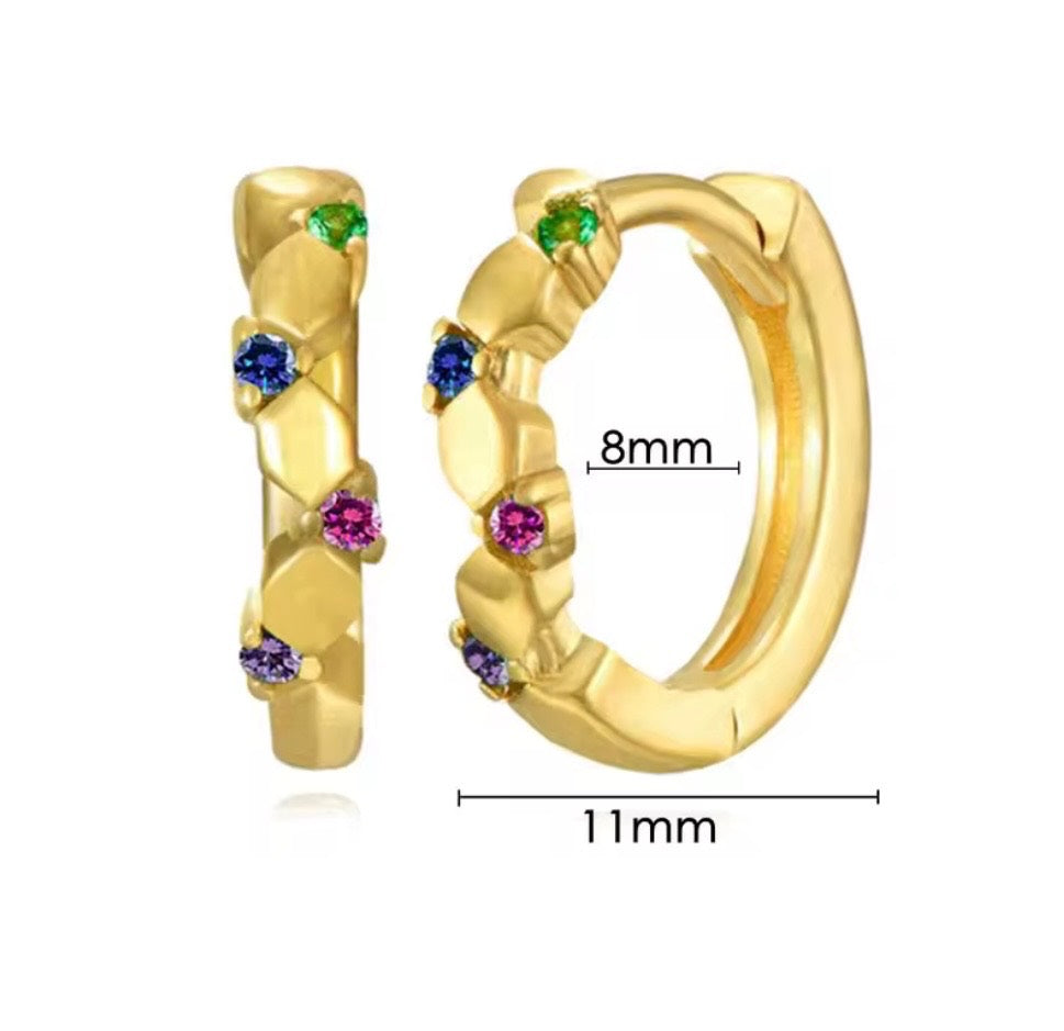Multicoloured crystal Huggies (g)