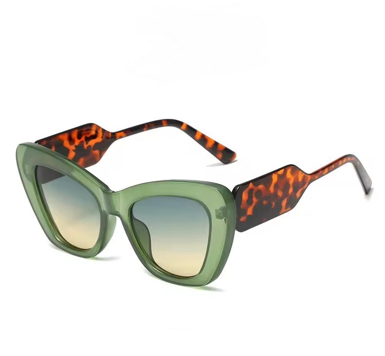Cat Eye Oversized Sunglasses Green Tortoise