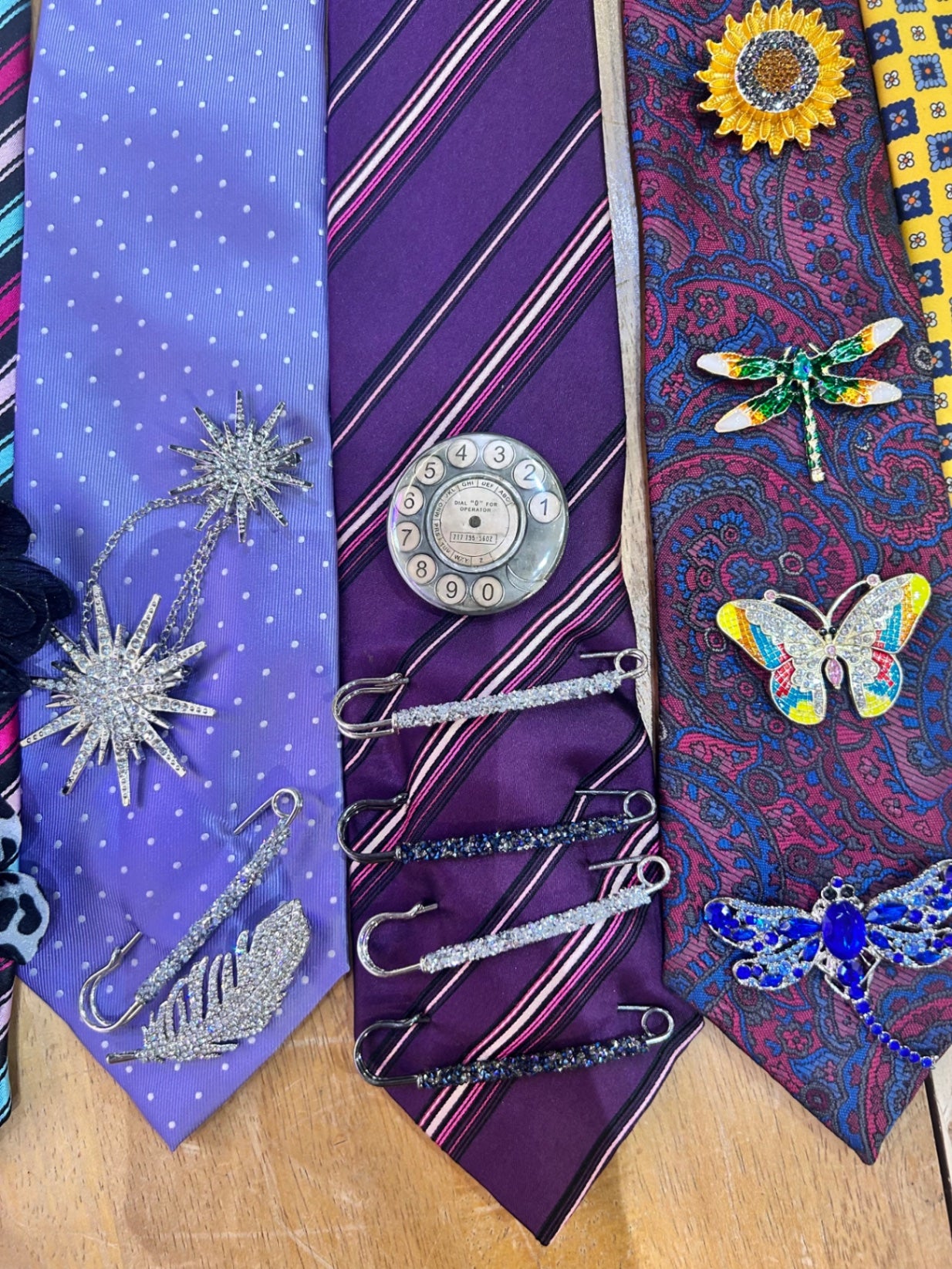 Vintage Tie Reworked - Purple Telephone