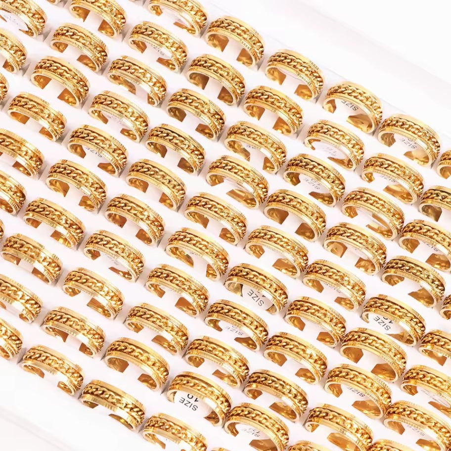 Anti Anxiety Gold Chain Ring Size 8