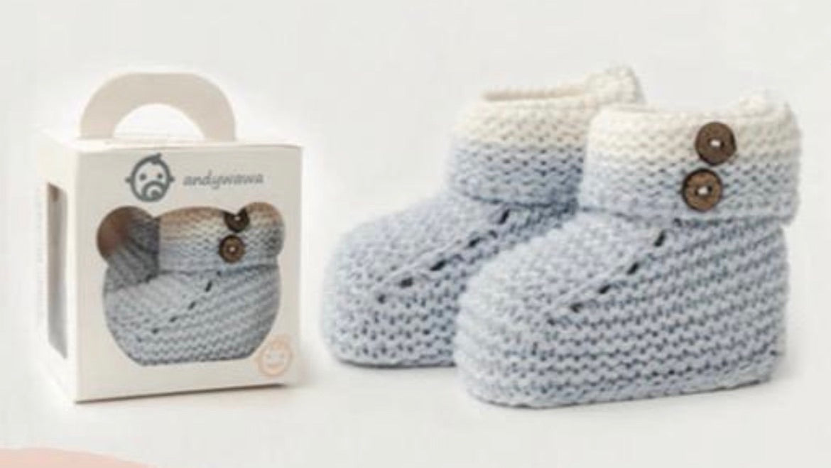 Boxed Blue Baby Booties