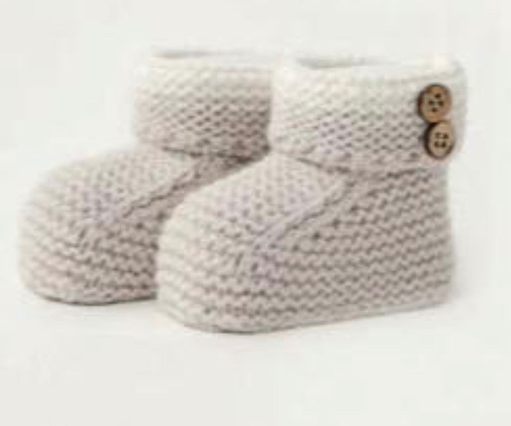 Boxed Beige Baby Booties