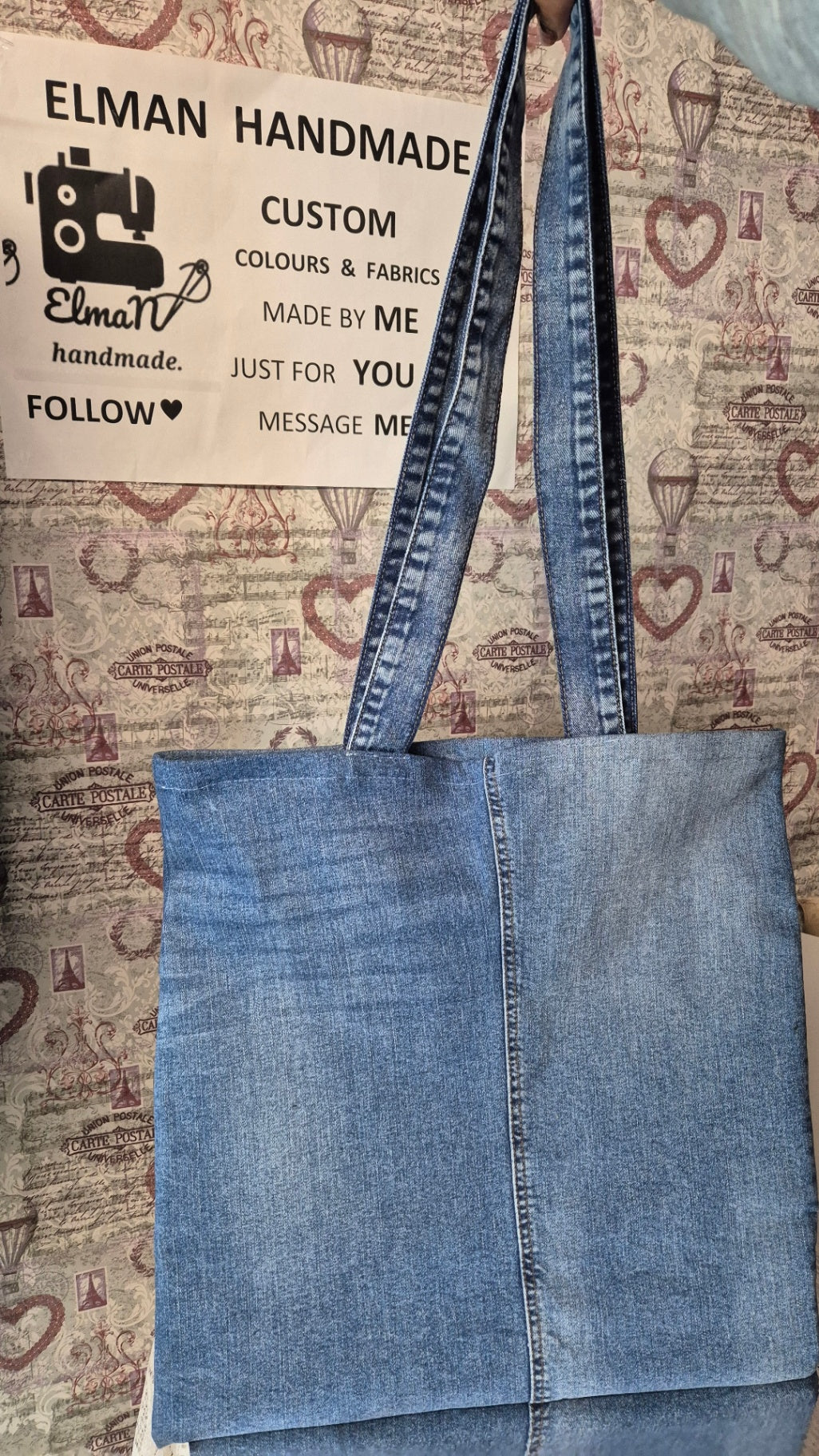 Hand Painted Denim Tote