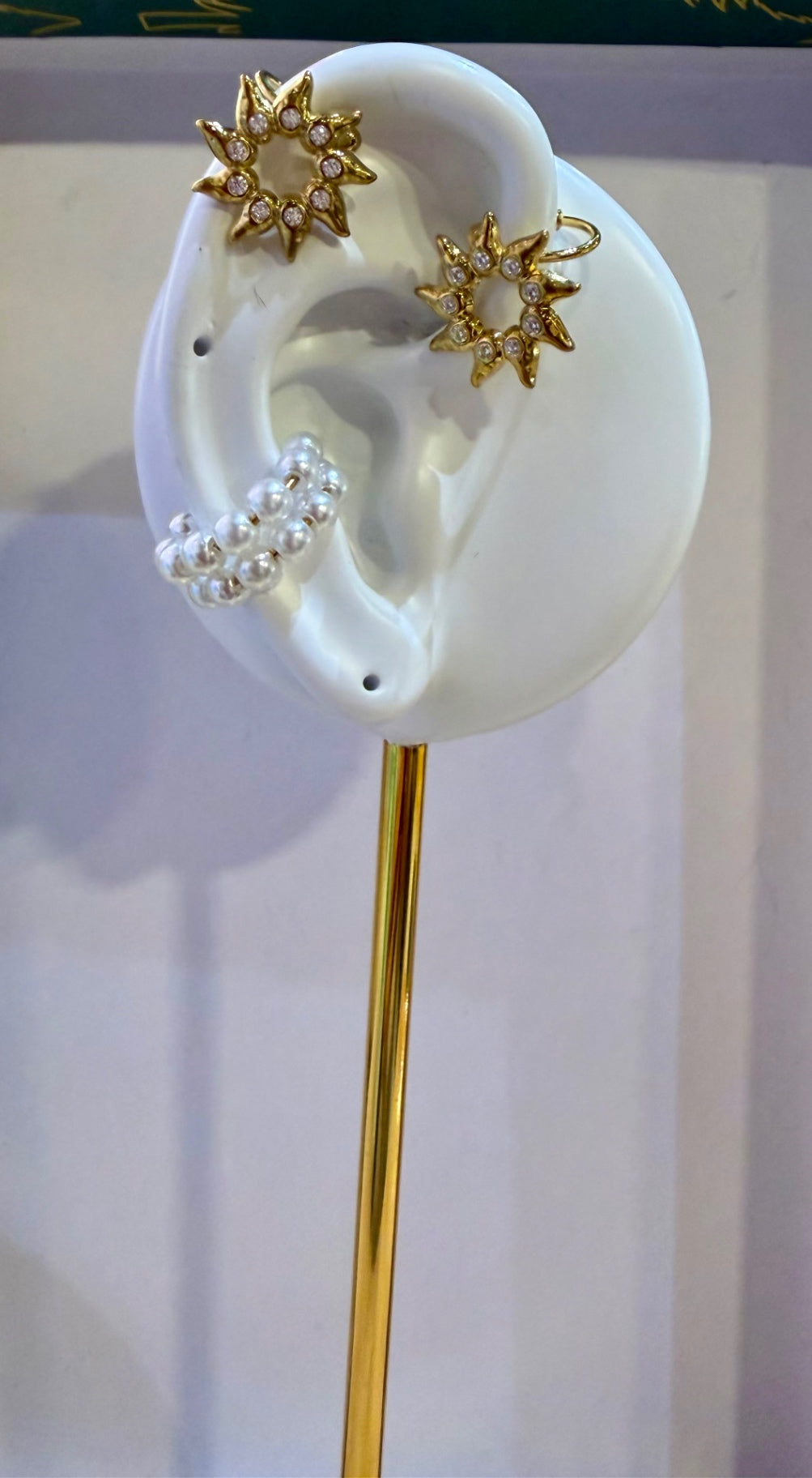 Gold Sun Crystal Ear Cuff Single Piece