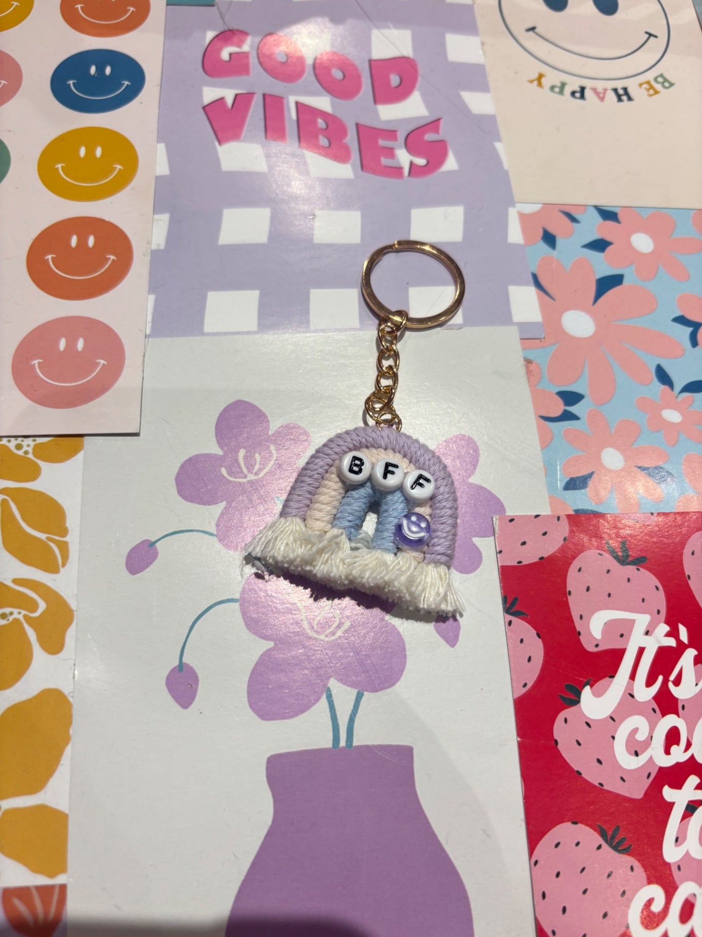 Purple/blur BFF Rainbow Keyring