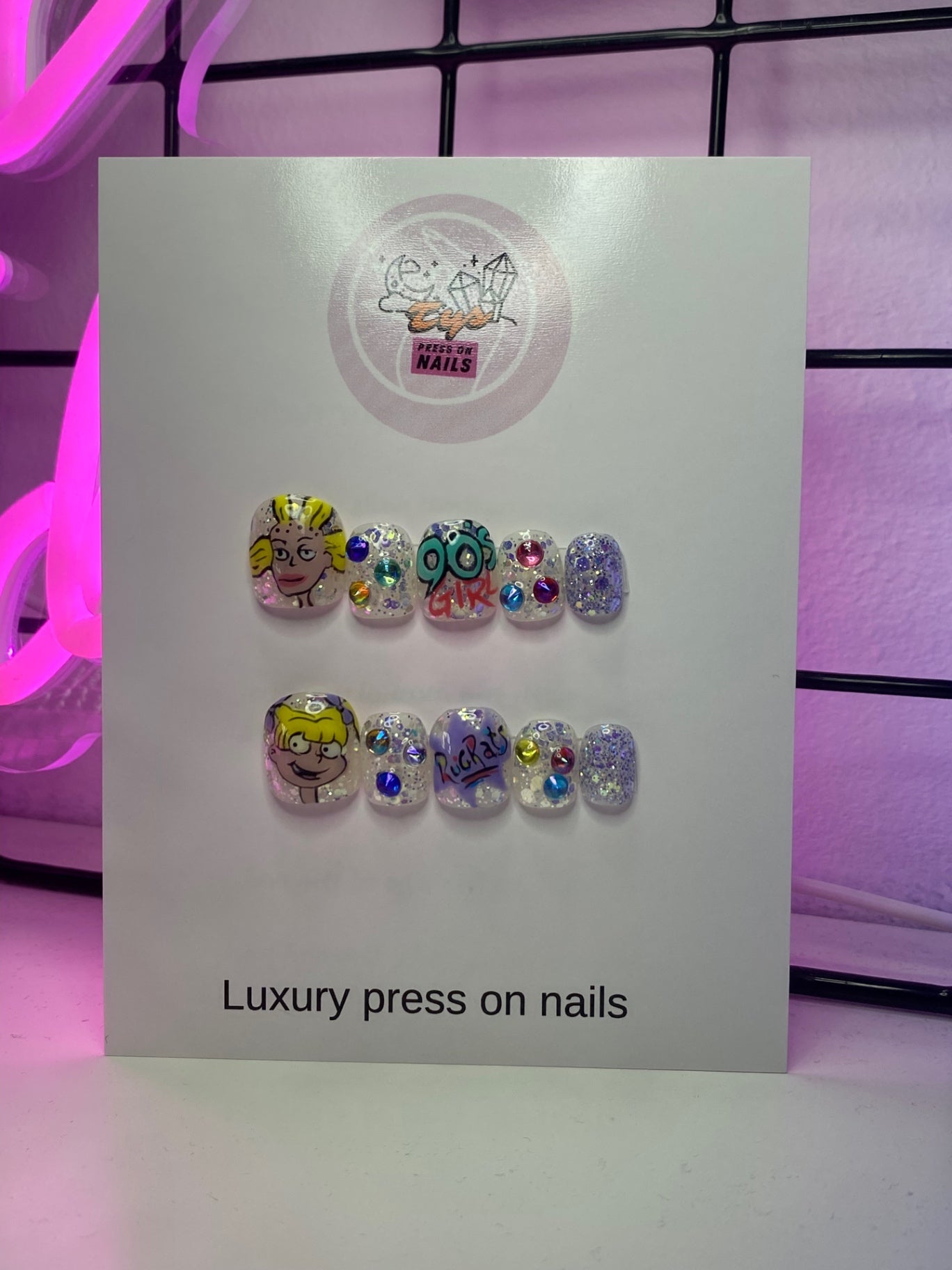 Hand Painted RugRats - Angelica & Cynthia 90s Nails